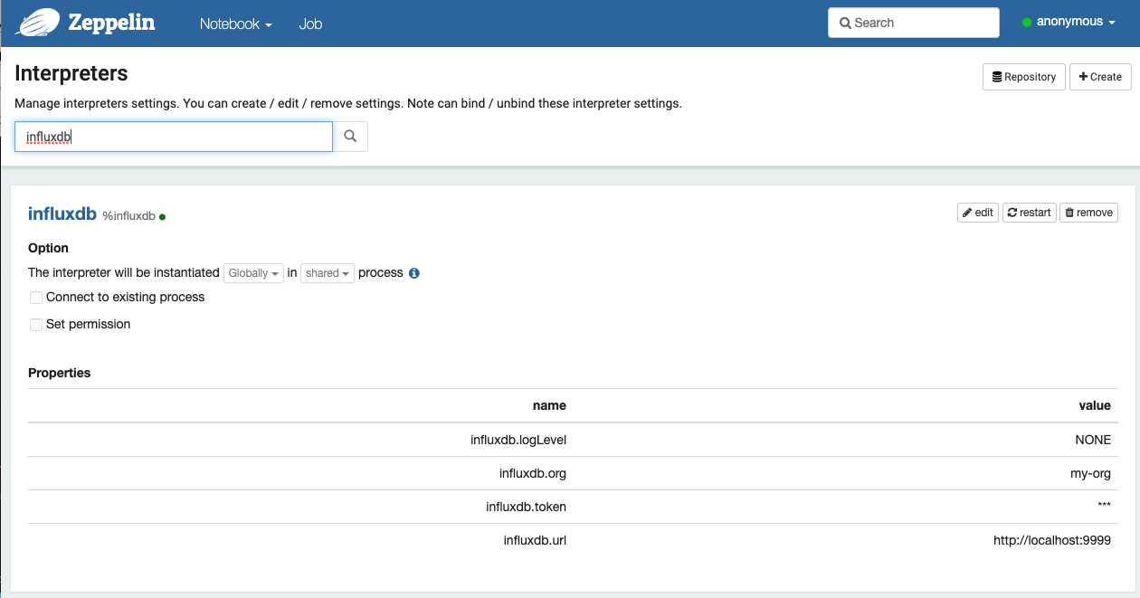 InfluxDB notebook